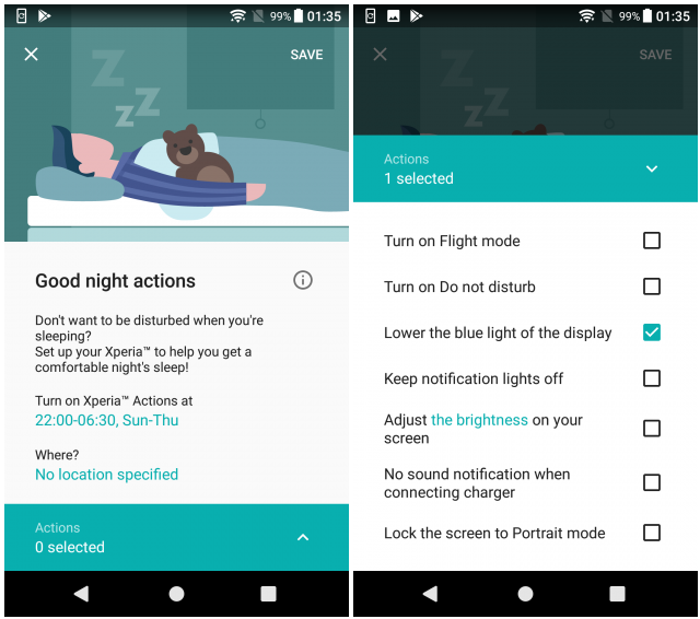 Sony XA1 утратит фильтр синего в следующем обновлении Android Oreo