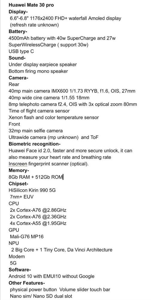 Озвучили характеристики премиального Huawei Mate 30 Pro – фото 2