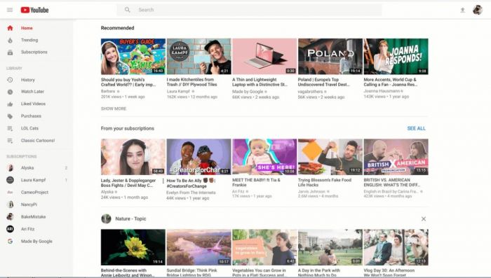 Google обновит стартовую страницу YouTube