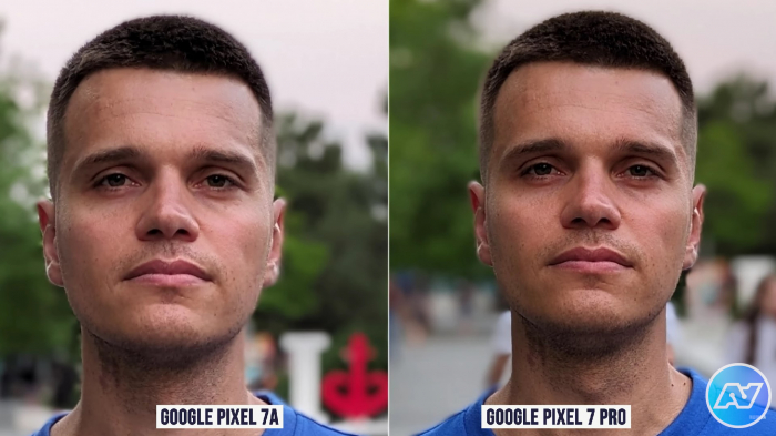 Скинтон на портретное фото Google Pixel 7A