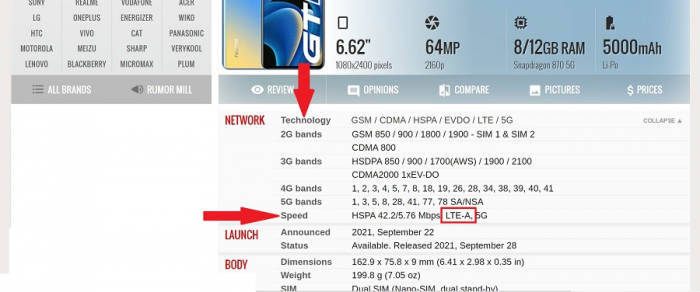 How to view LTE-A support