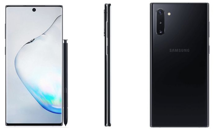 Рендеры Samsung Galaxy Note 10 и Galaxy Note 10+ в черном цвете