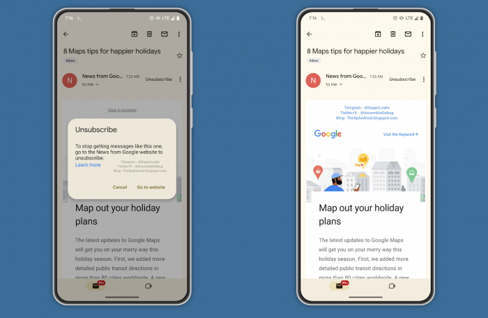 Google тестирует удобную кнопку отписки в Gmail для Android