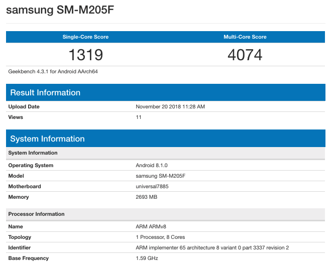 Samsung Galaxy M20 замечен в бенчмарке – фото 1