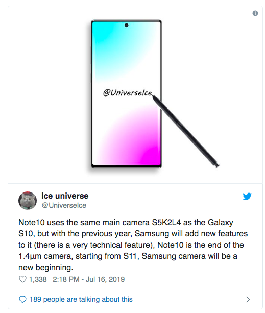 Подробности о камере и выборе аппаратной платформы Samsung Galaxy Note 10