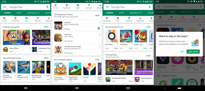 Новые категории и уведомления Google Play – фото 1