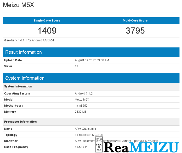 Meizu M5X на базе Snapdragon 650 замечен в Geekbench – фото 1