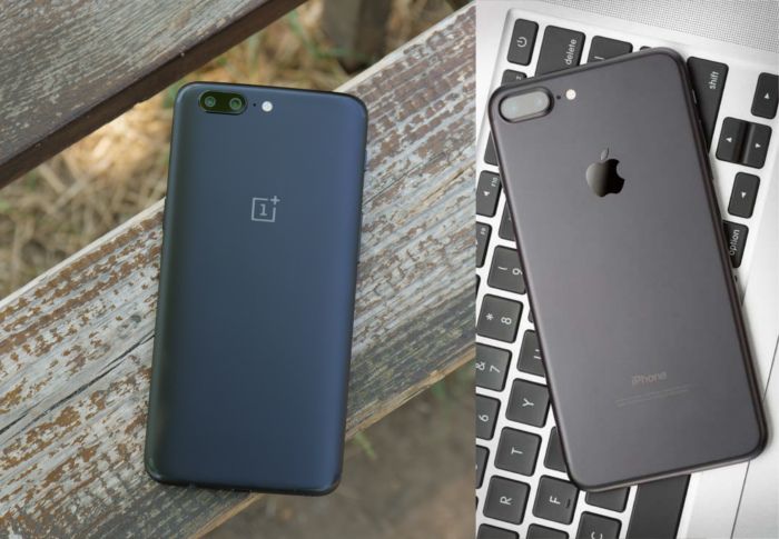 Сравнение дизайна OnePlus 5 и Apple iPhone 7 Plus