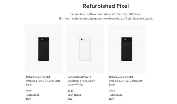 Страница покупки Pixel 3