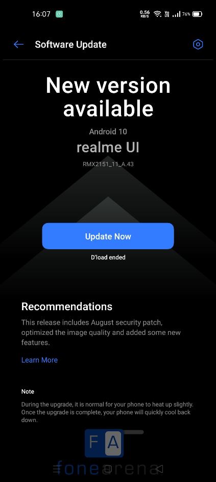 Обновление Realme 7