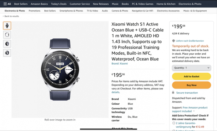 Європейська ціна Xiaomi Watch S1 – фото 1